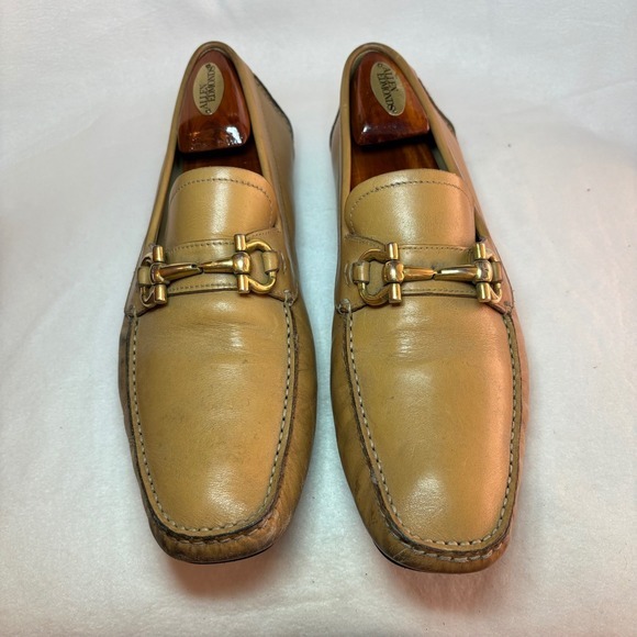 Salvatore Ferragamo Other - Salvatore Ferragamo Mens Gancini Bit Loafers Tan Leather Driving Shoes 9.5 EE
